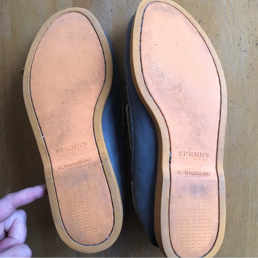 Vintage Boat Shoes Grey Leather Sperry Top-Sider Original Gray Prep Yellow Sole